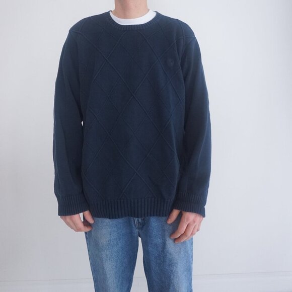 Vintage '90S Izod Argyle Pattern 100% Cotton Knit Crewneck Sweater XL - Picture 1 of 9